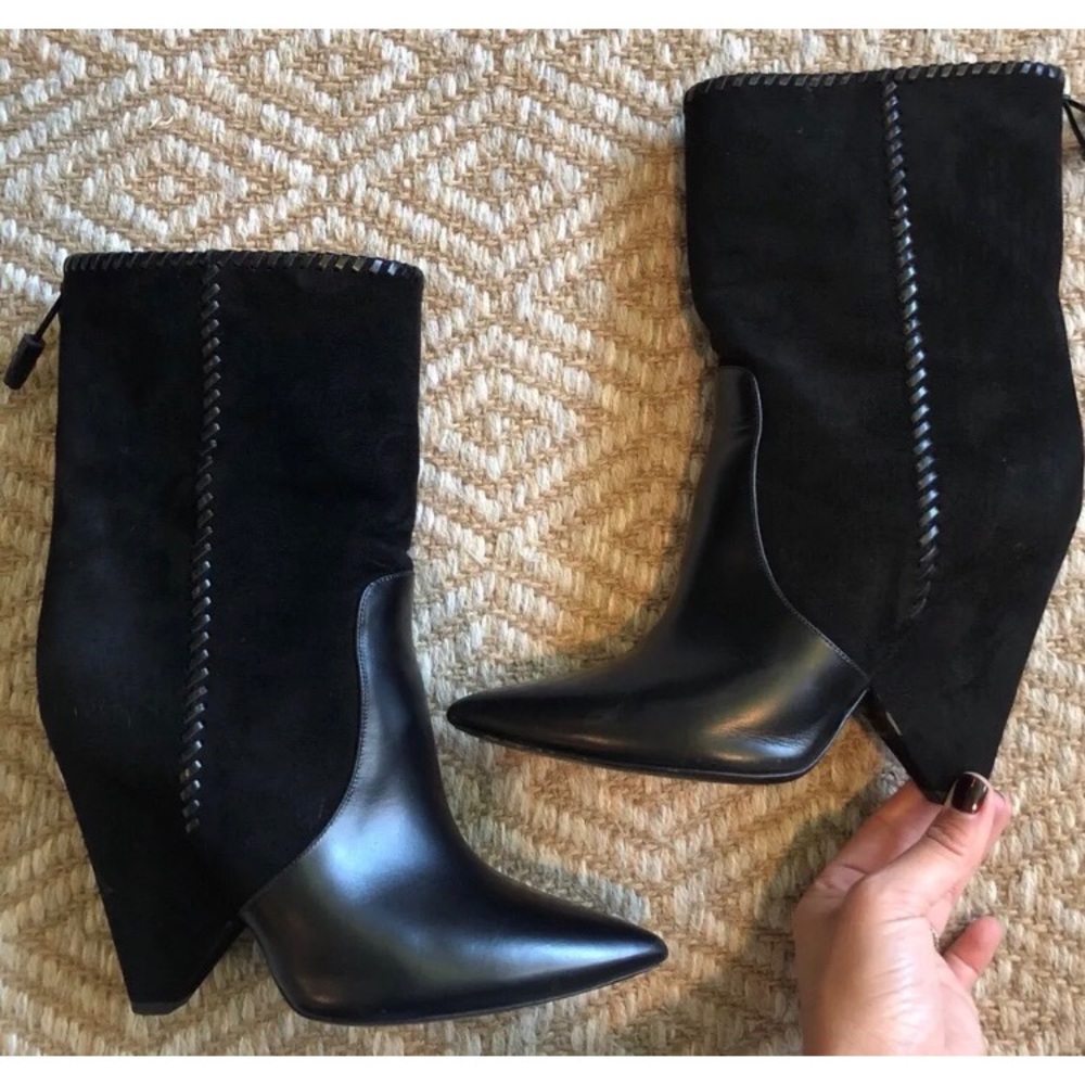 Saint Laurent Niki Mixed Leather Booties
